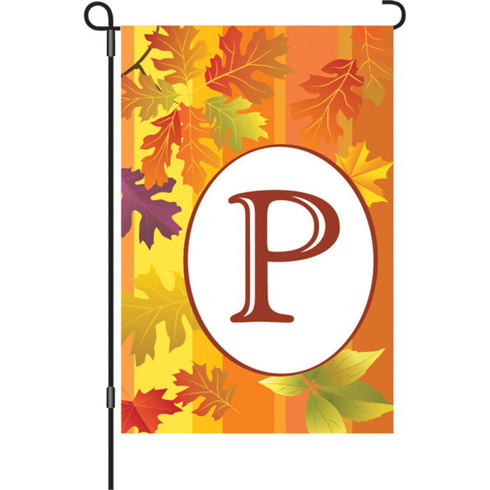 12 in. Fall Monogram Flag - P