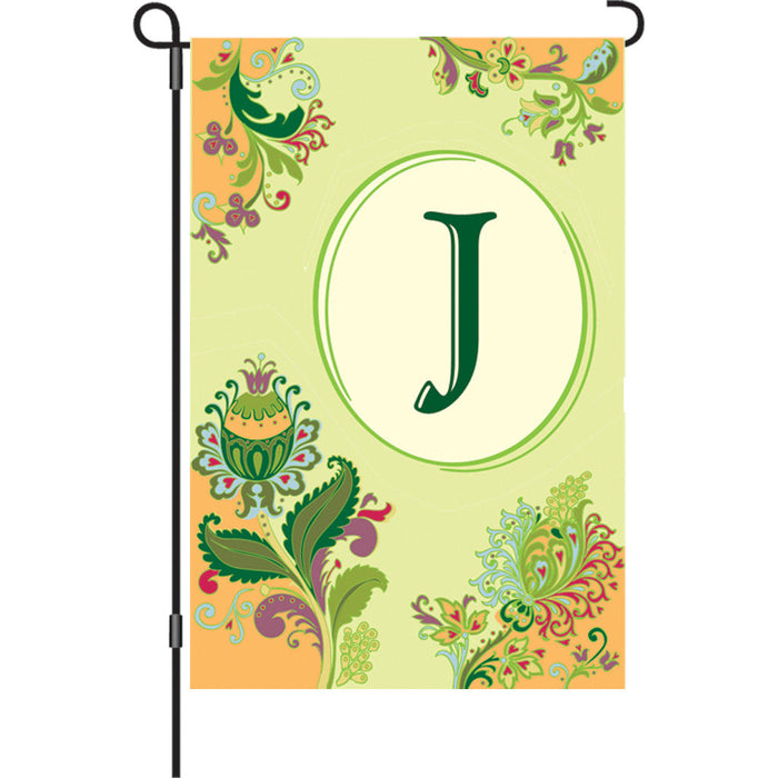 12 in. Spring Monogram Flag - J