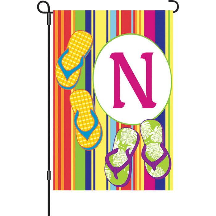 12 in. Summer Monogram Flag - N