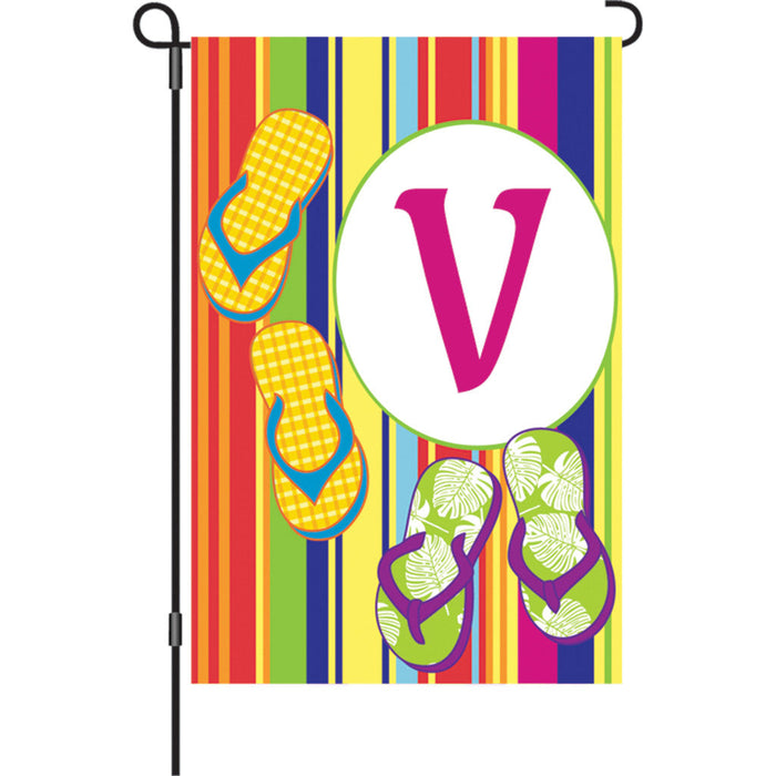12 in. Summer Monogram Flag - V