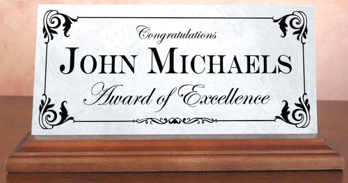 Custom Recognition Plaque Marble Award For Desk Shelf Mantle 8in x 4.5in - Broad Bay Personalized Gifts Shipped Fast