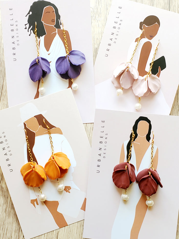 FINA Petal Drop Pearl Earrings - Various Colors