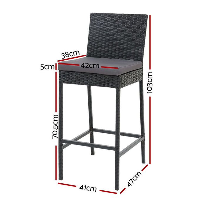 Gardeon Set of 2 Outdoor Bar Stools Dining Chairs Wicker Furniture -Home Living Store - -