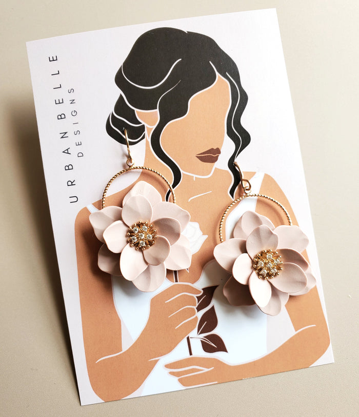 JOSIE Rose Floral Hoop Earrings 14K Gold Filled