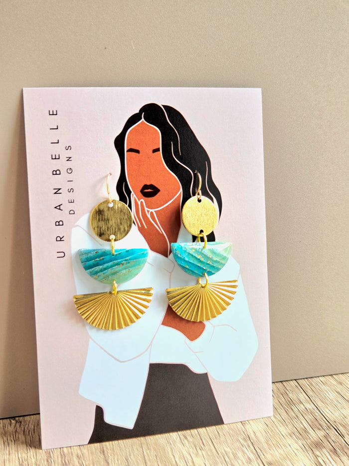 MIA Aqua Statement Earrings 14K Gold Filled