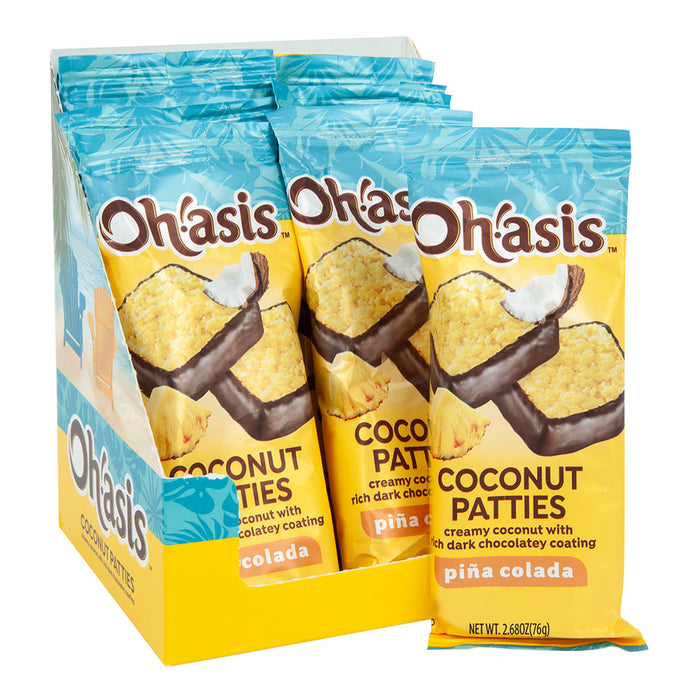 Ohasis Piña Colada Coconut Patty Candy - 12 Count