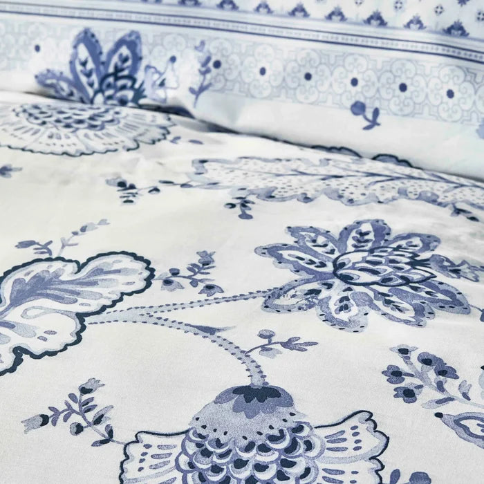 Parure de lit Karaca Home Amar avec housse de couette 100 % coton pour lit double, bleu