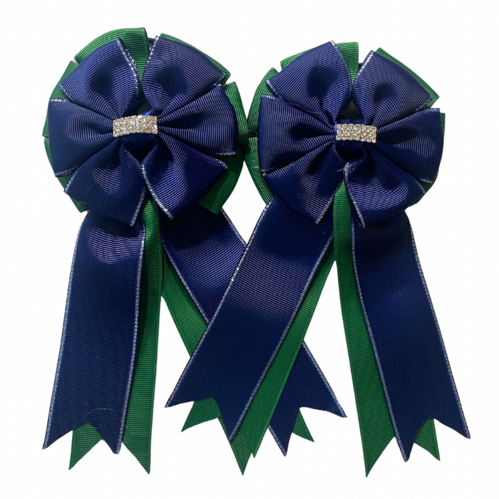 π€© SHOW BOWS: NAVY ON EVERGREEN