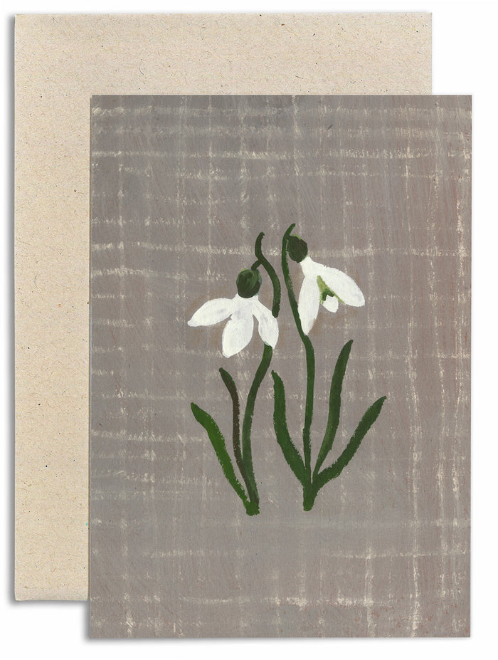 Snowdrops on Checkerboard Card
