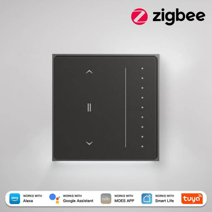 Star Feather Series Zigbee Smart Curtain Switch Anti-Glare Touch Panel Flowing Backlight EU Version