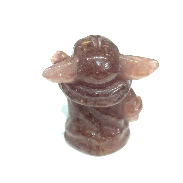Strawberry Quartz Yoda Carving | Ethically Sourced Crystal for Universal Love, Joyful Wisdom & Playful Awakening