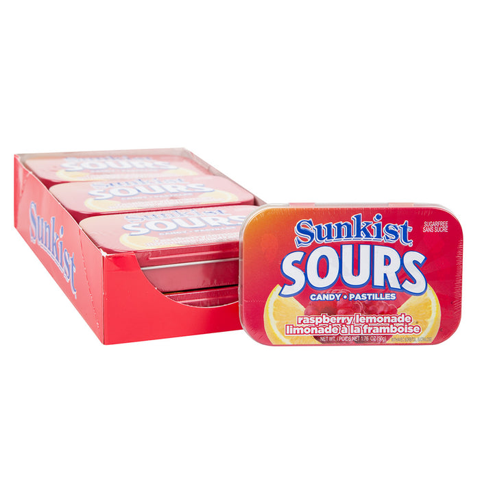 Sunkist Sours Raspberry Lemonade Hard Candy Tins - 6 Count