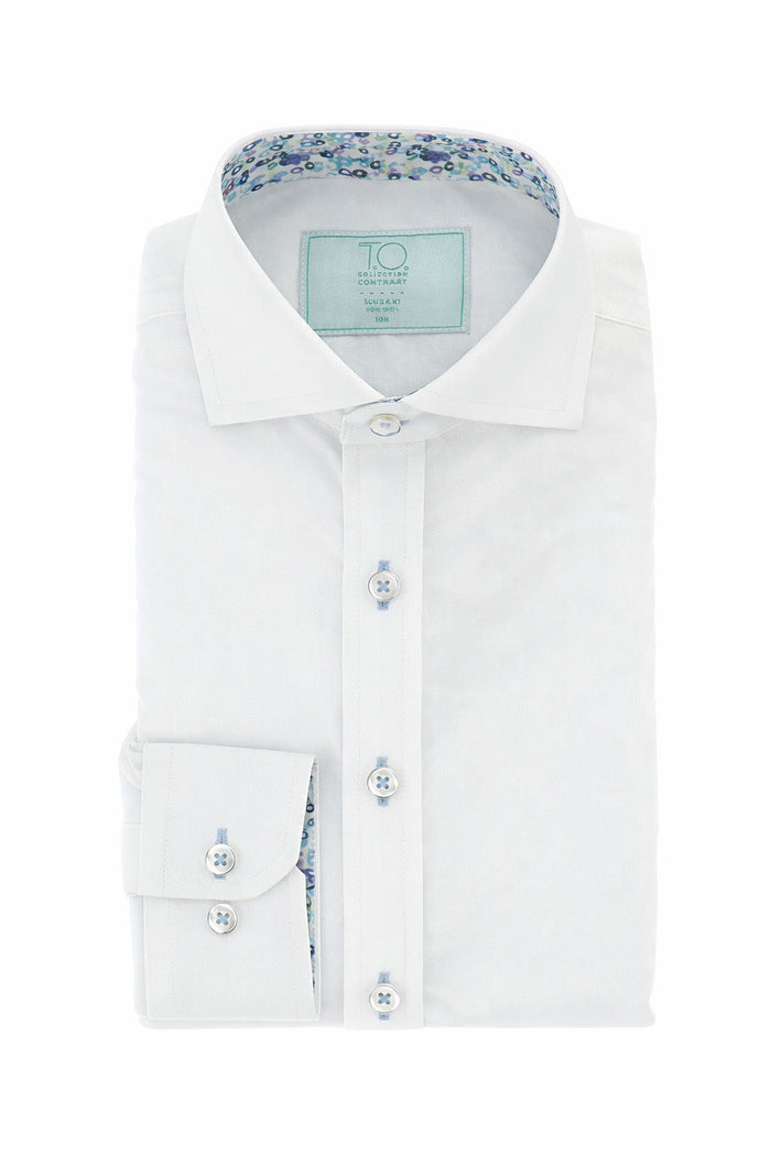 T.O. Boy's Green Label Non-Iron Contrast Shirt - Blue Circles