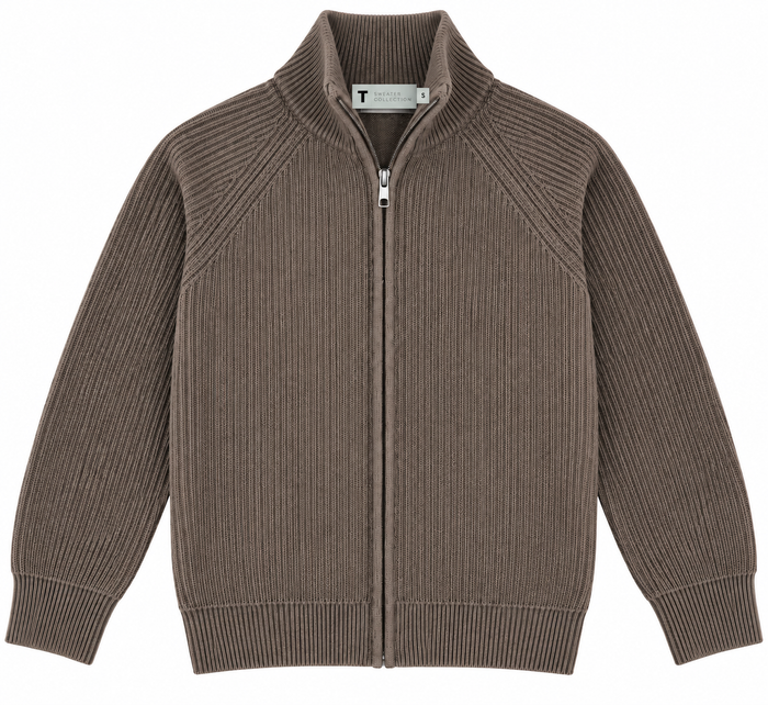 T.O. Collection Boys Full Zip Ribbed Knit Sweater