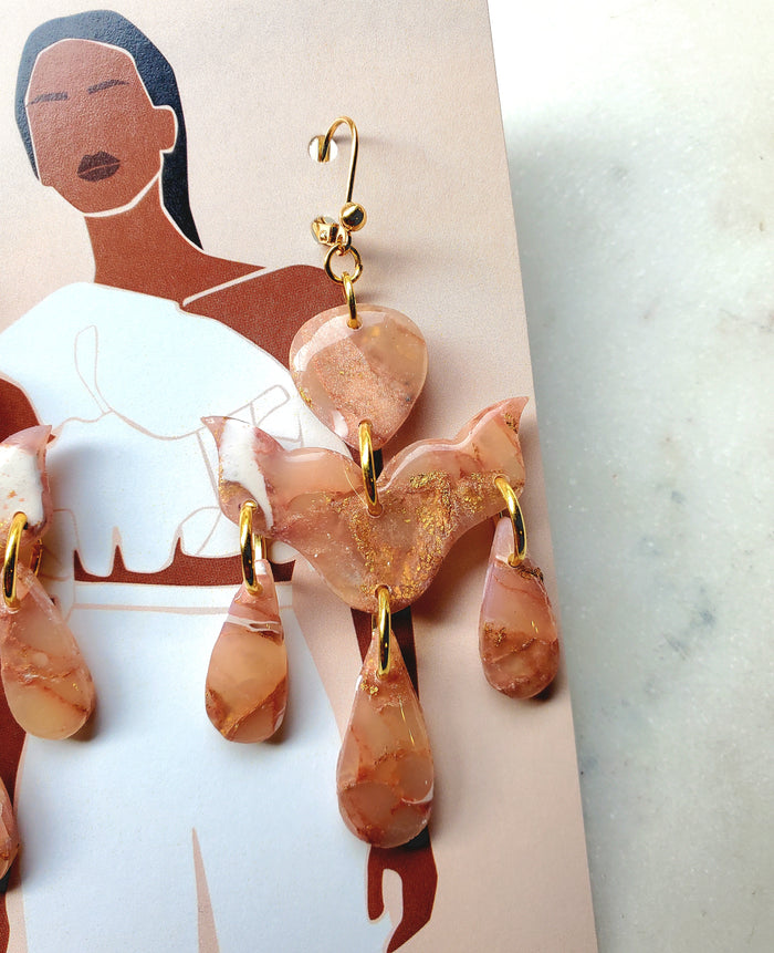 VERA Statement Chandelier Earrings - Rose Gold