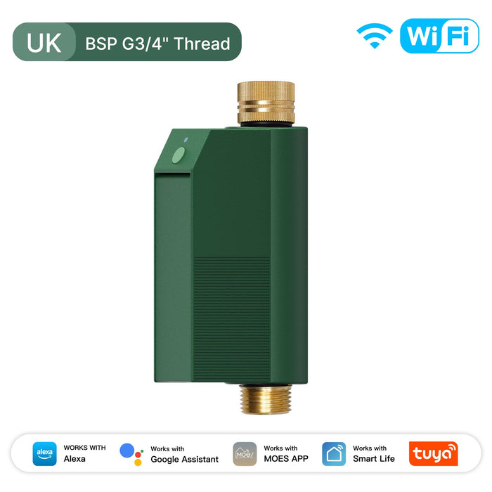 WiFi Smart Water Timer with Flow Meter, Brass Valve, IP65 Waterproof Irrigation Controller Alexa Google