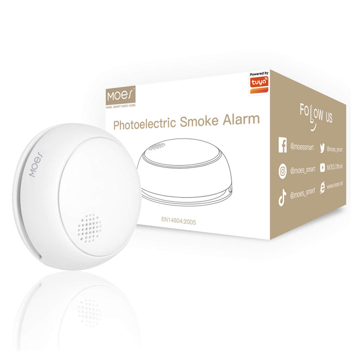 ZigBee Smart Wireless Smoke Detector Fire 85dB Sound Alarm Siren Sensor -- MOES