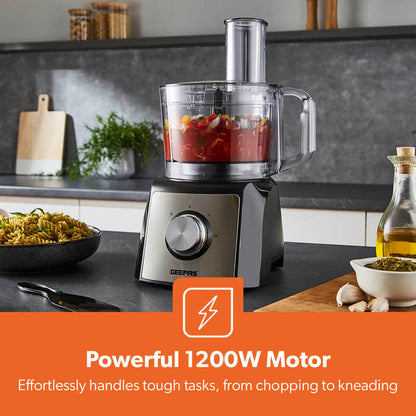 1200W Compact Food Processor, Blender & Grinder Silver