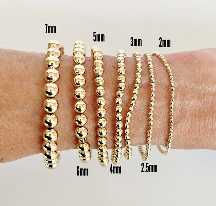 14k Gold Filled Beaded Bracelets: 3mm