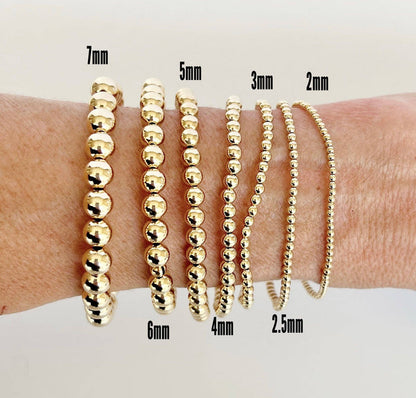 14k Gold Filled Beaded Bracelets: 3mm