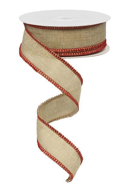 1.5"X10yd Royal Burlap With Wired Stitch Edge