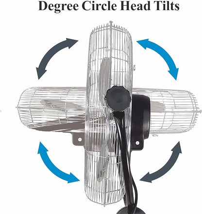 20" Industrial Grade HV Oscil Stand Fan - Chrome Grill