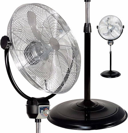 20" Industrial Grade HV Oscil Stand Fan - Chrome Grill