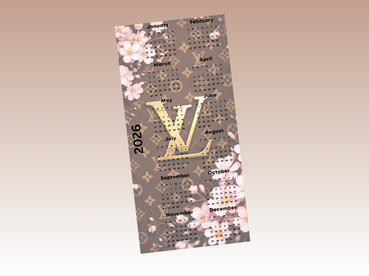2026 Year at a glance | A6 Rings | Brown L Cherry Blossom