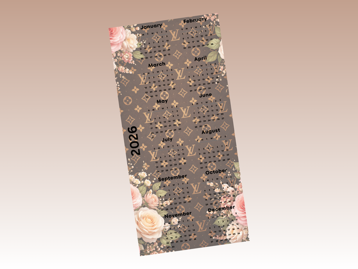 2026 Year at a glance | A6 Rings | Brown L Floral