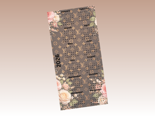2026 Year at a glance | A6 Rings | Brown L Floral