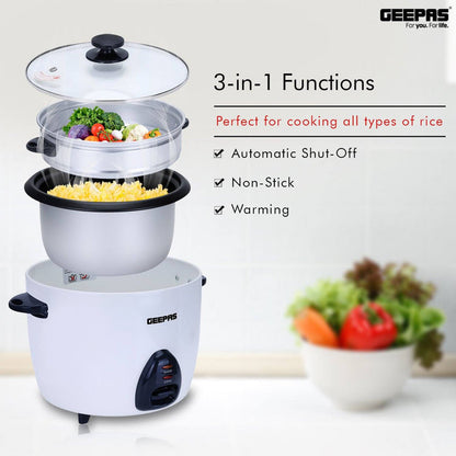 2.2L Rice Cooker with Steamer Geepas | For you. For life.
