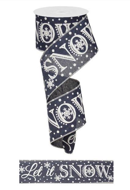 2.5" Wide Expressions Let It Snow Seasonal Print Wired Ribbon