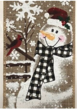 2.5 " x 10 yd Snowman with Cardinals Christmas Winter Wired Edge Ribbon- Natural