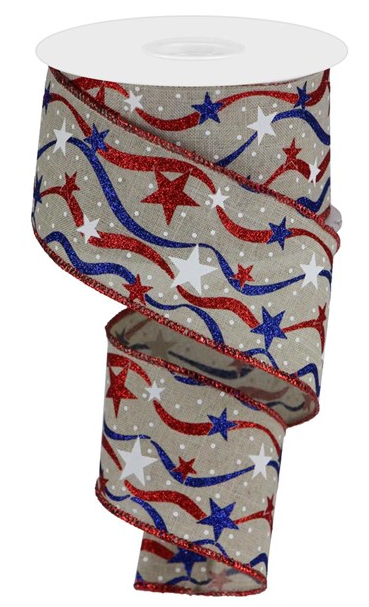 2.5"X10yd Stars And Wavy Stripes/Royal