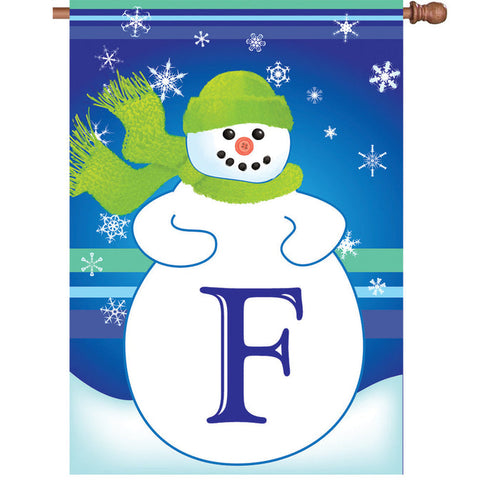 28 in. Winter Monogram Flag - F