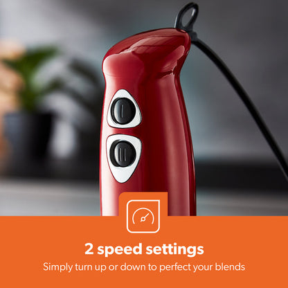 3-In-1 Red Stick Hand Blender, Food Processor and Whisk