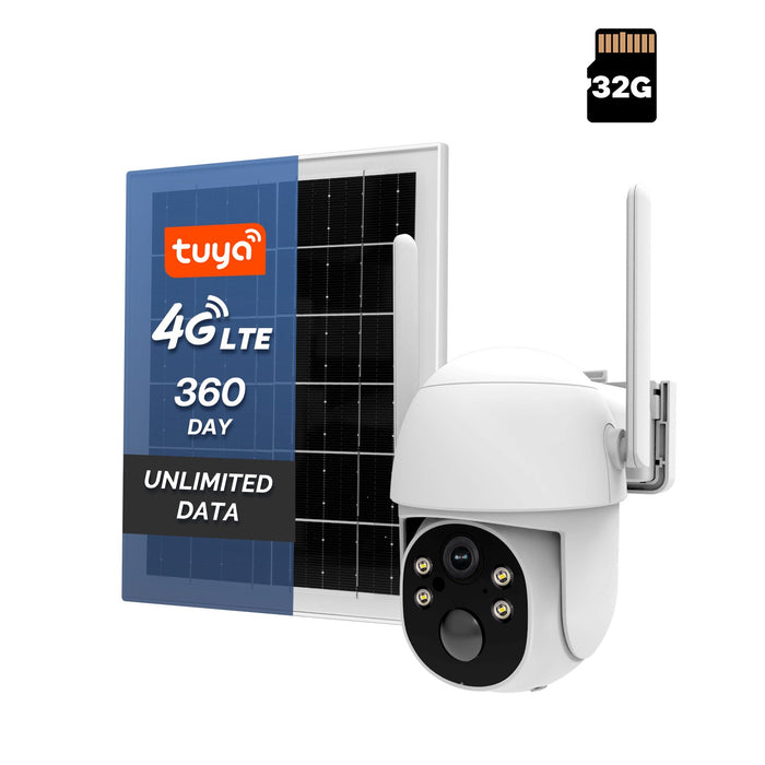 4G Solar Outdoor Security Camera with 360-Day Unlimited VSIM Data,Remote Monitoring,360°PTZ,No SIM Required(US Version)