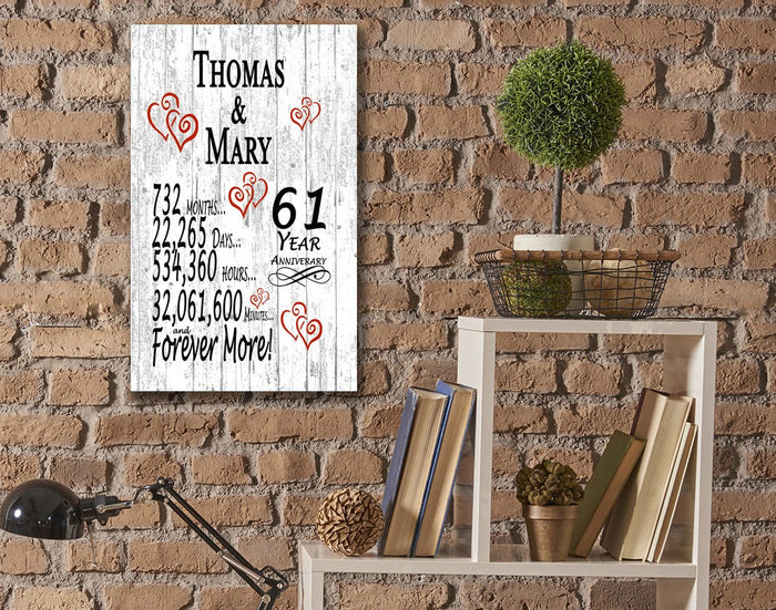 61st Anniversary Gift Personalized Names 61 Year Wedding Anniversary Present - Broad Bay Personalized Gifts Shipped Fast