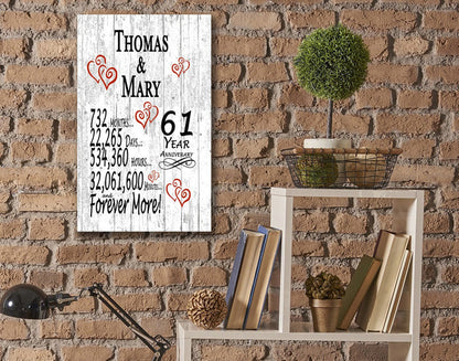 61st Anniversary Gift Personalized Names 61 Year Wedding Anniversary Present - Broad Bay Personalized Gifts Shipped Fast