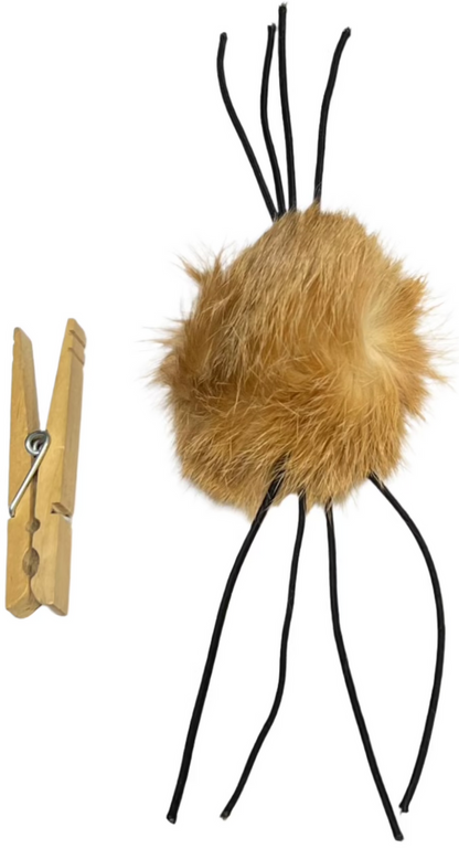Rabbit Fur Cat Toys - Ball of real Fur with 8 Strings attached (furry spider) - Dog.Dog.Cat.