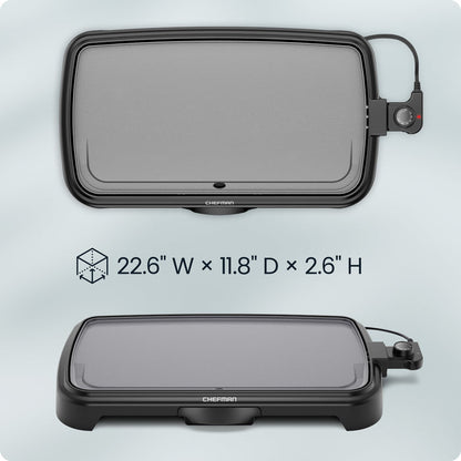 All-Purpose 10" x 20" Nonstick Extra-Large Griddle, Grey