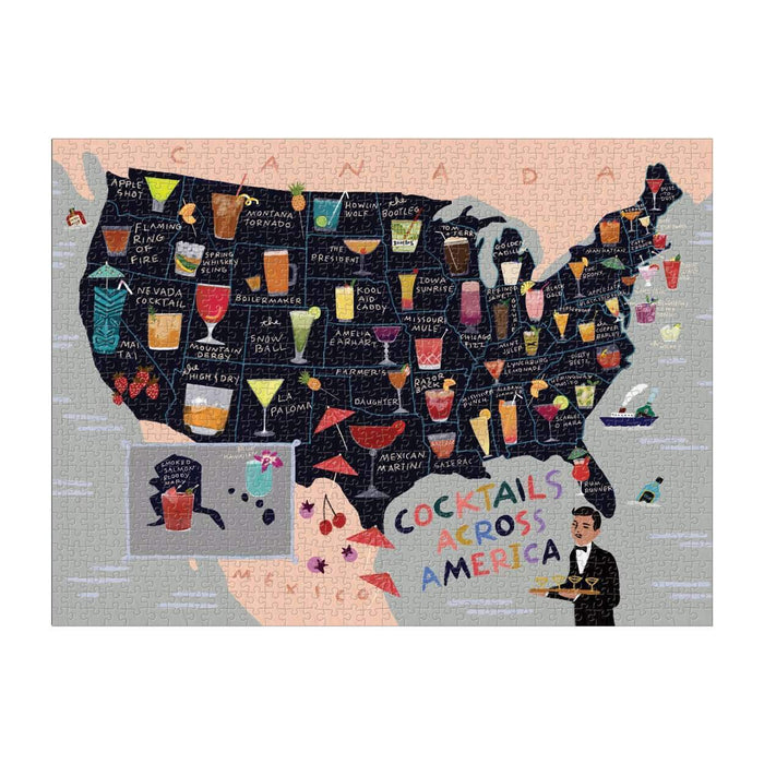 Anne Bentley Cocktail Map Of The USA 1000 Piece Puzzle 1000 Piece Puzzles Galison