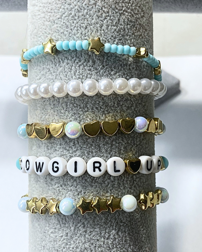Arenas Tour Bracelet Stack Cowgirl Up Sky/Gold • NEW