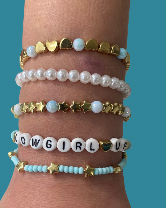 Arenas Tour Bracelet Stack Cowgirl Up Sky/Gold • NEW