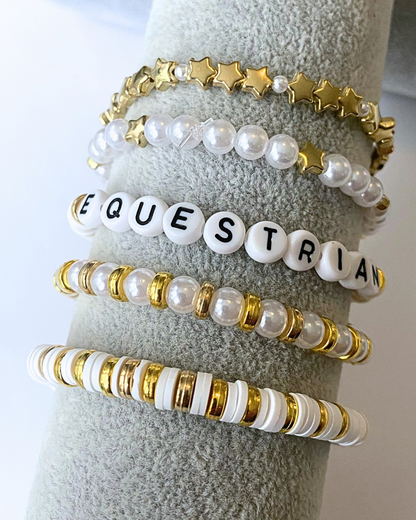 Arenas Tour Bracelet Stack: Equestrian White/Gold • NEW