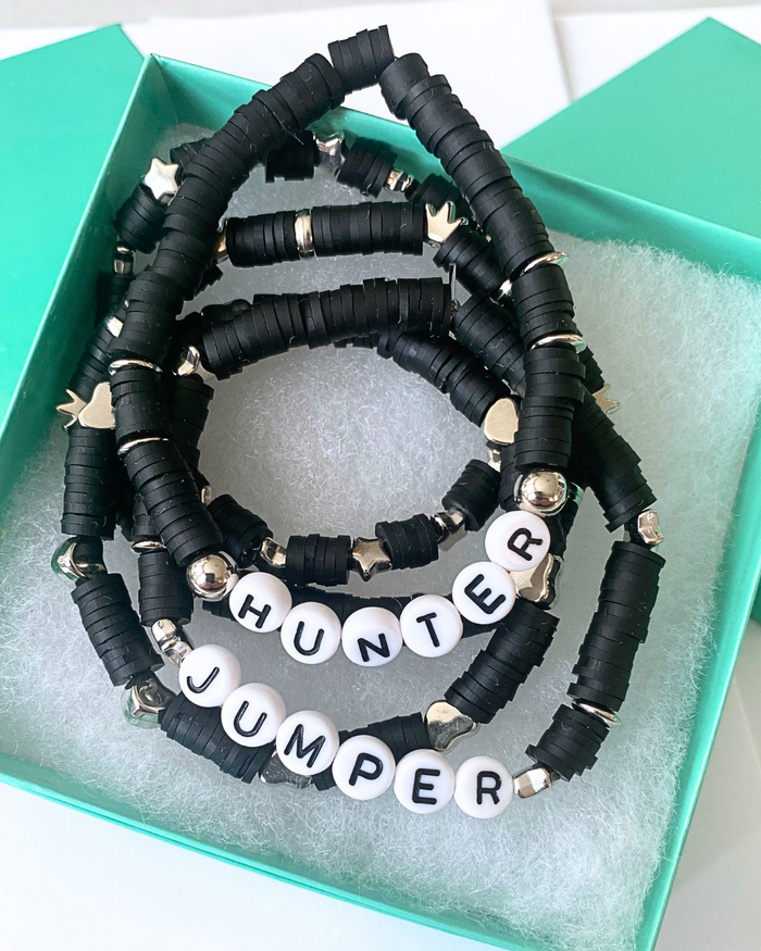 Arenas Tour Bracelet Stack: Hunter Jumper Black/Silver • NEW