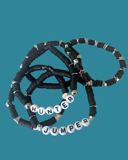 Arenas Tour Bracelet Stack: Hunter Jumper Black/Silver • NEW