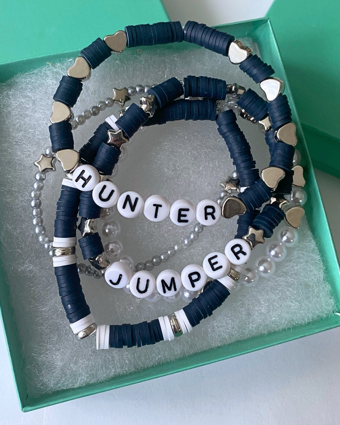 Arenas Tour Bracelet Stack: Hunter Jumper Navy/Silver • NEW