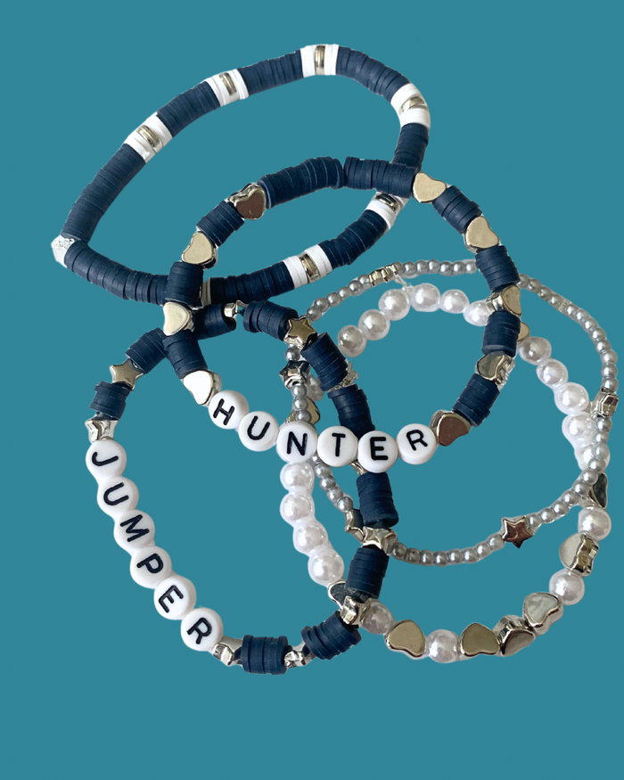 Arenas Tour Bracelet Stack: Hunter Jumper Navy/Silver • NEW