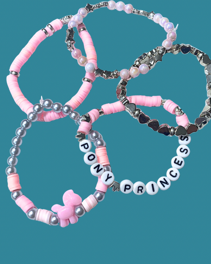 Arenas Tour Bracelet Stack Pony Princess Pink/Silver • NEW
